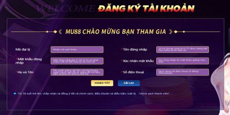 Game thủ phải đảm bảo cung cấp đúng các thông tin theo ký tự 