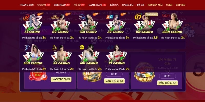 Những sảnh cược ăn khách nhất casino Mu88